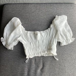 White cropped peplum top
